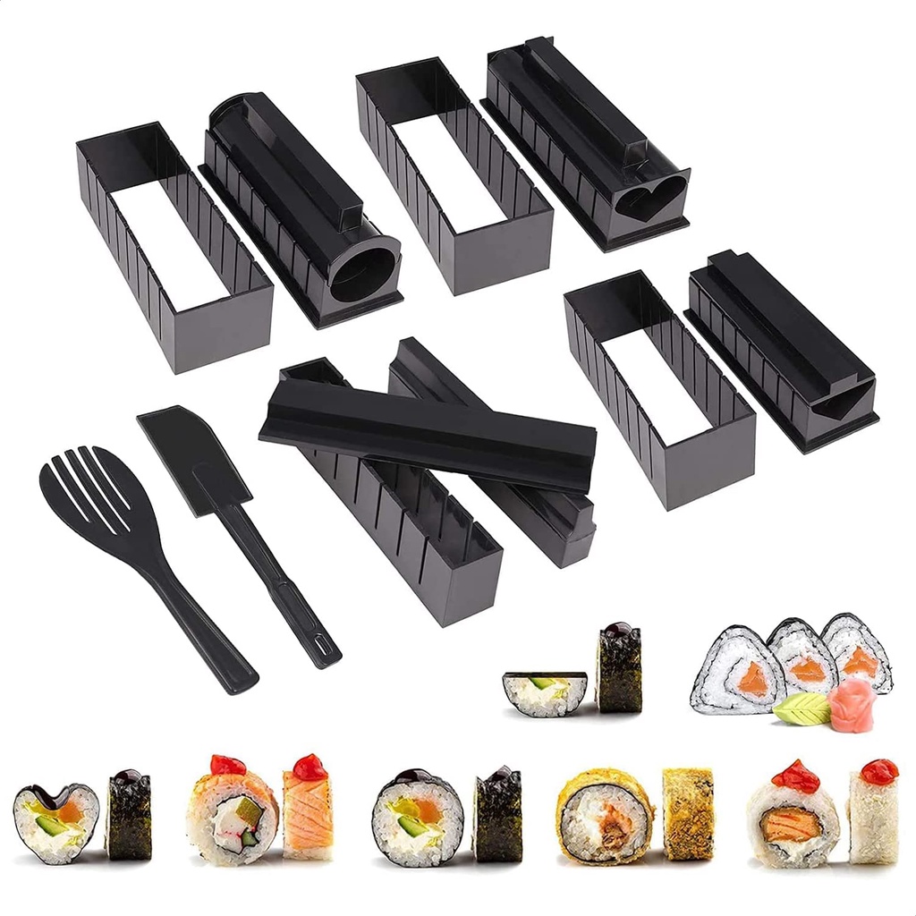 Bộ Dụng Cụ Làm Sushi 10 Món Khuôn Làm Cơm Cuộn