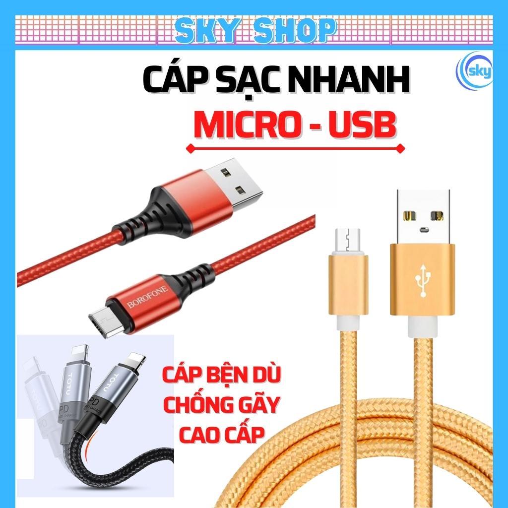 Dây sạc cổng Micro USB thiết kế dây bện dù dài 1 mét và 3 mét cho điện thoại androi