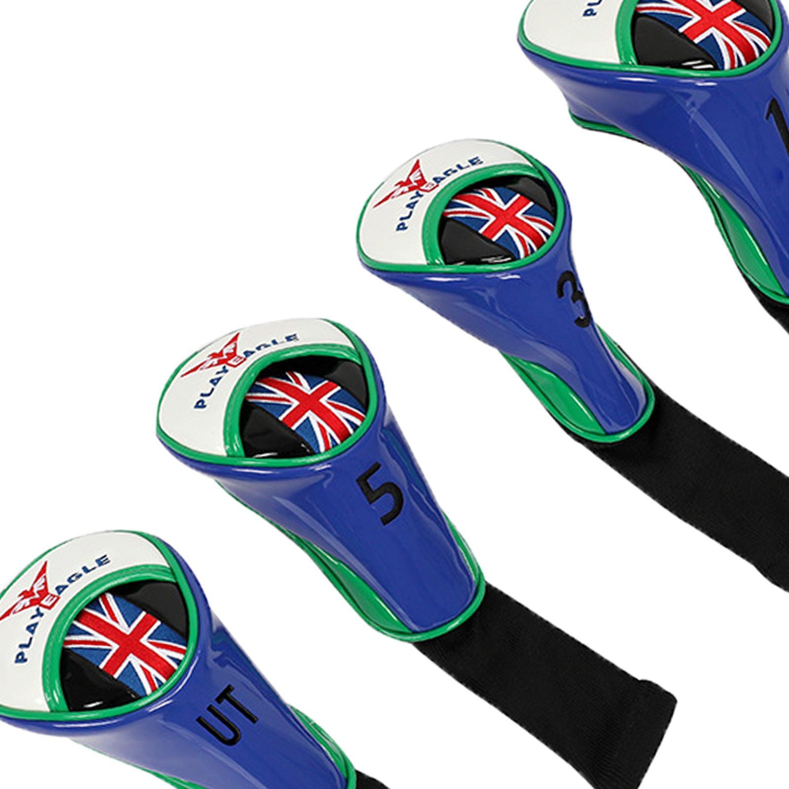 4Pcs Golf Head Covers Set for Driver Fairway Wood with No. Tag
