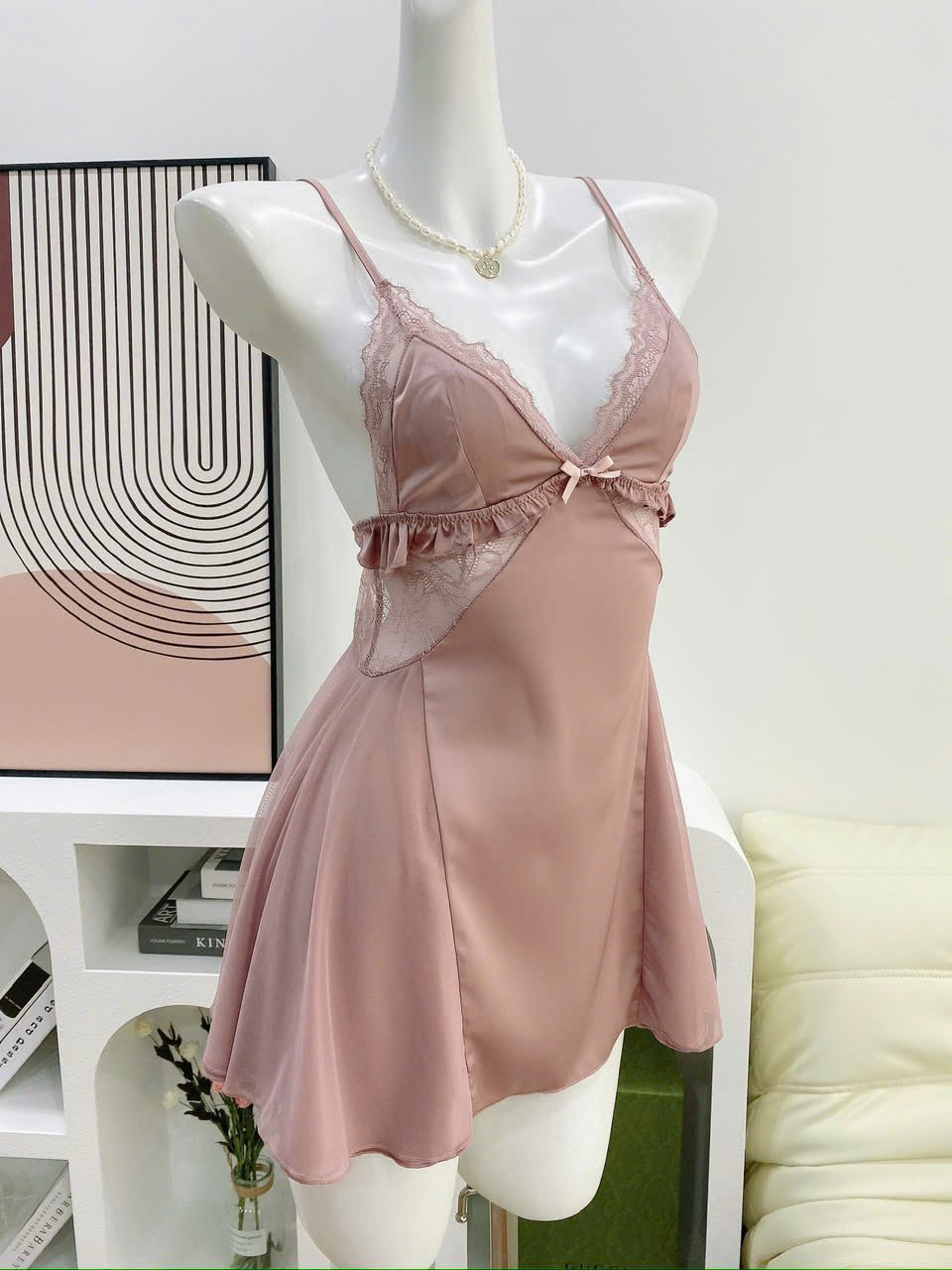 Váy Ngủ Lụa Đơn Giản (Không kèm áo choàng) - B.Lingerie