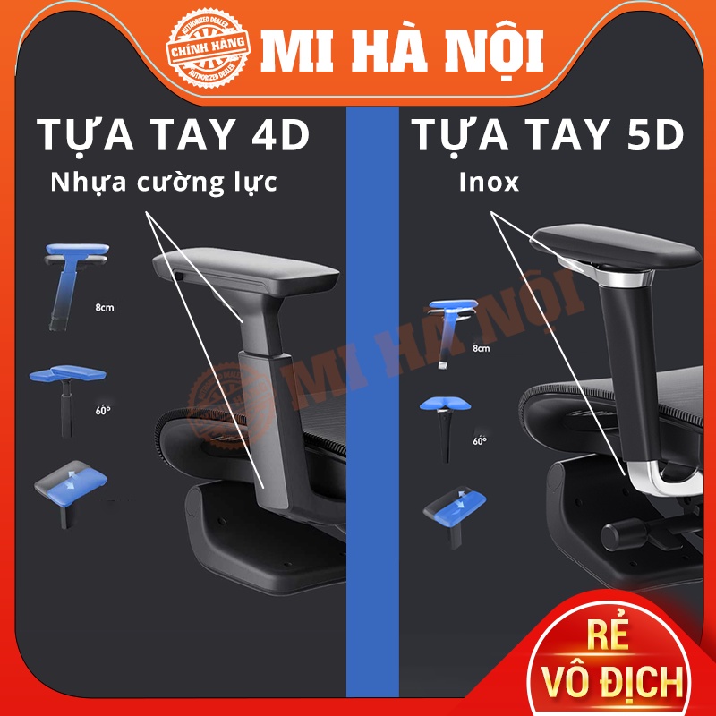 Ghế Xoay Công Thái Học Xiaomi HBADA 4D 5D Lưng Kép Chuẩn Ergonomic 1S / HDNY163 - GHẾ VĂN PHÒNG CÔNG THÁI HỌC - Hàng chính hãng