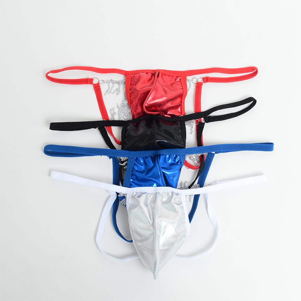 Men Back Tassel Chain T-Back Underwear Low-rise Bikini G-String Thong Briefs