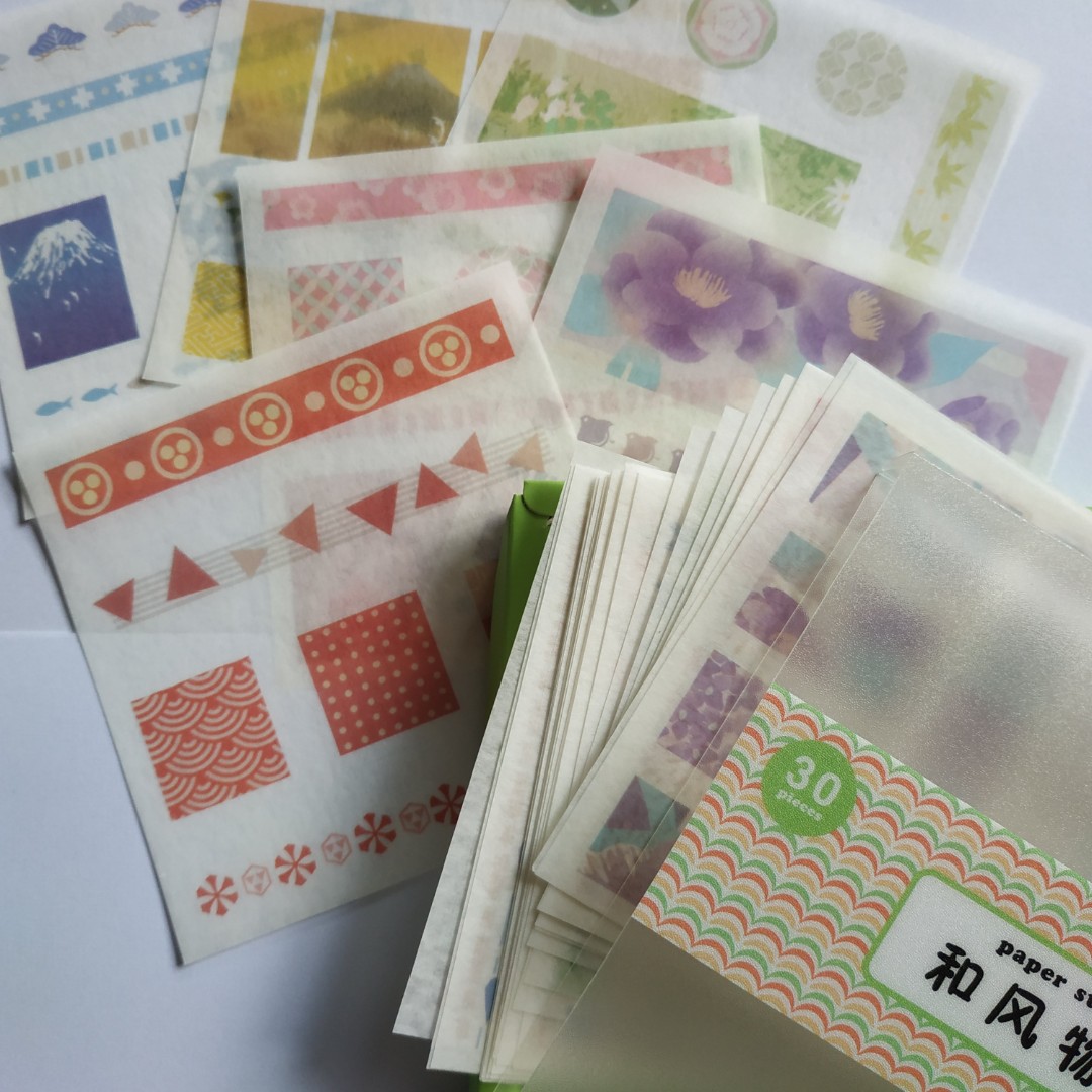 Hộp sticker giấy washi 30 tấm hoạ tiết Nhật