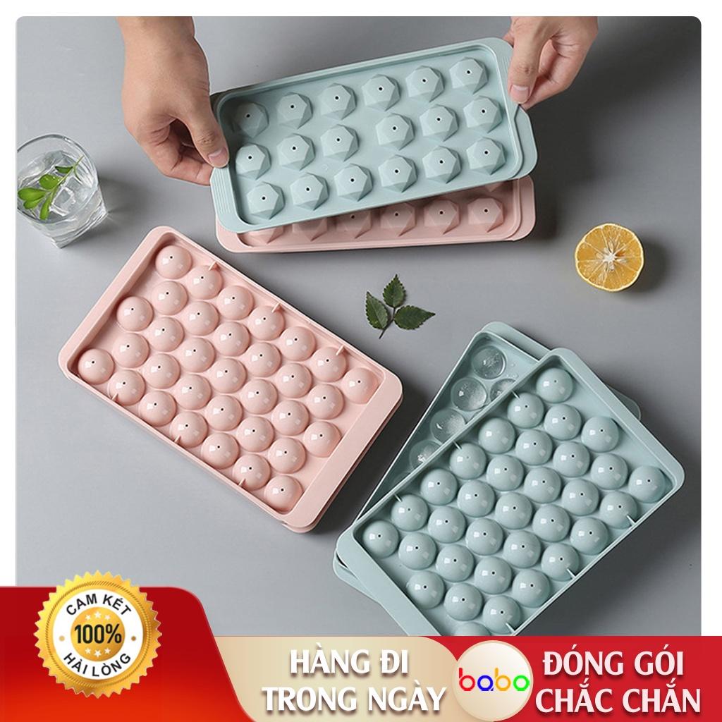 Khay làm đá hình kim cương hình tròn khuôn nhựa làm đá tủ lạnh hộp làm đá babo