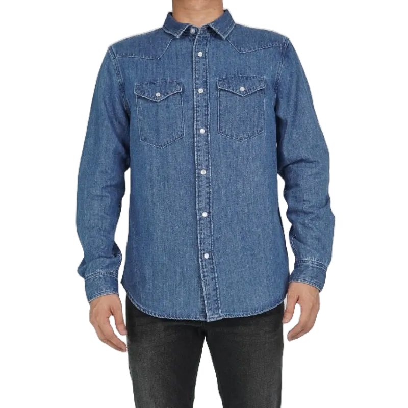 Áo sơ mi jean SM1, Áo Sơ Mi Denim Nam Dekace Cao Cấp Vải Dày Co Giãn - thương hiệu Samma Jeans - XANH NHẠT