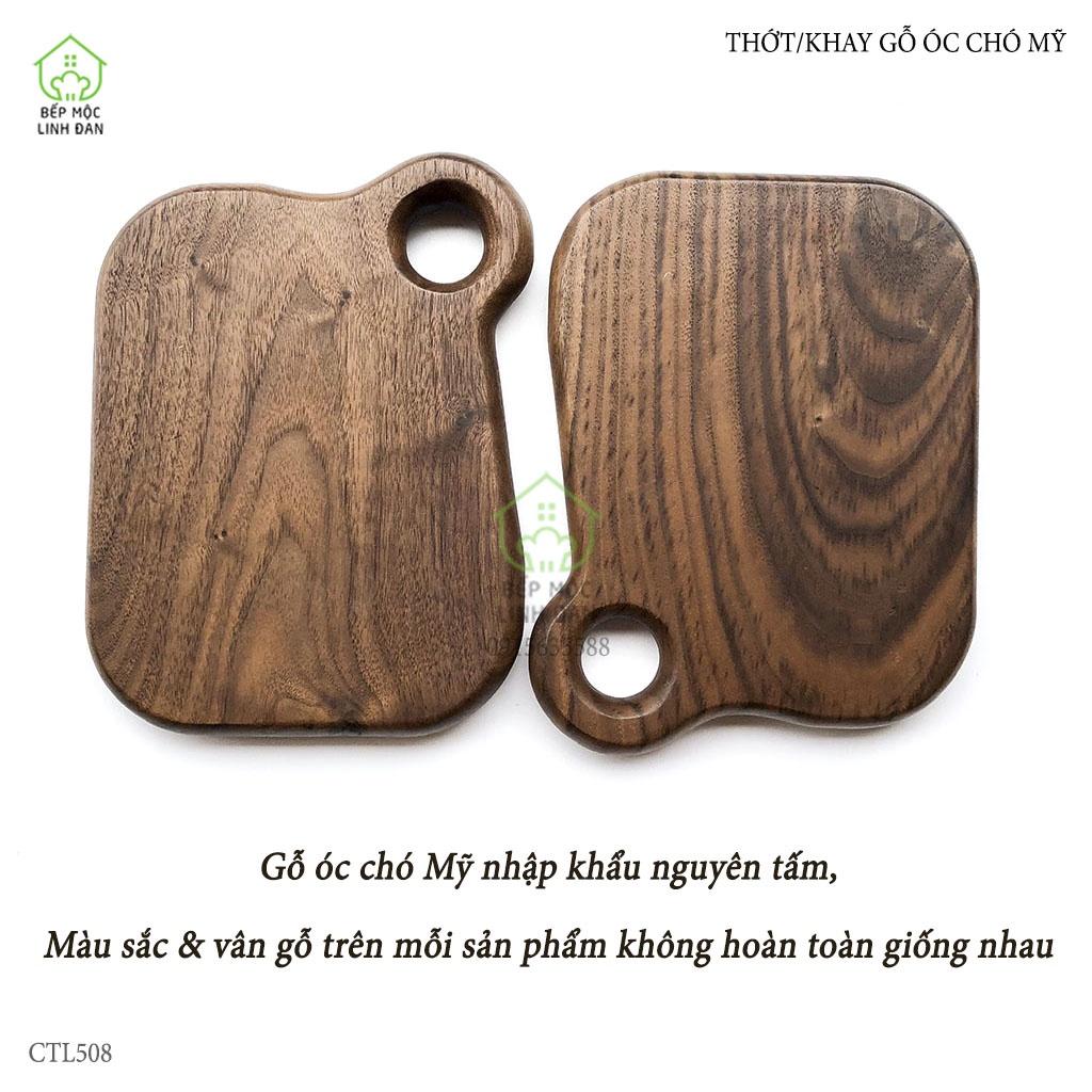 Khay Gỗ Óc Chó Decor Đồ Ăn HAHANCO [CTL508] (16,5x22cm) Màu &amp; Vân Đẹp Sang Chảnh