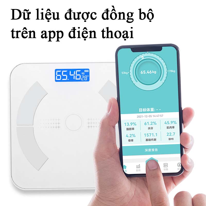 Cân Điện Tử Sức Khỏe Mini Kết Nối Bluetooth Đo 27 Chỉ Số Cơ Thể Phân Tích Lượng Mỡ Có App Theo Dõi Cân Nặng Cân Y Tế Gia Đình Thông Minh Kính Cường Lực Tải Trọng 180kg Màn Hình Led Công Nghệ Hiện Đại Độ Chính Xác Cao Sạc USB  - ML009