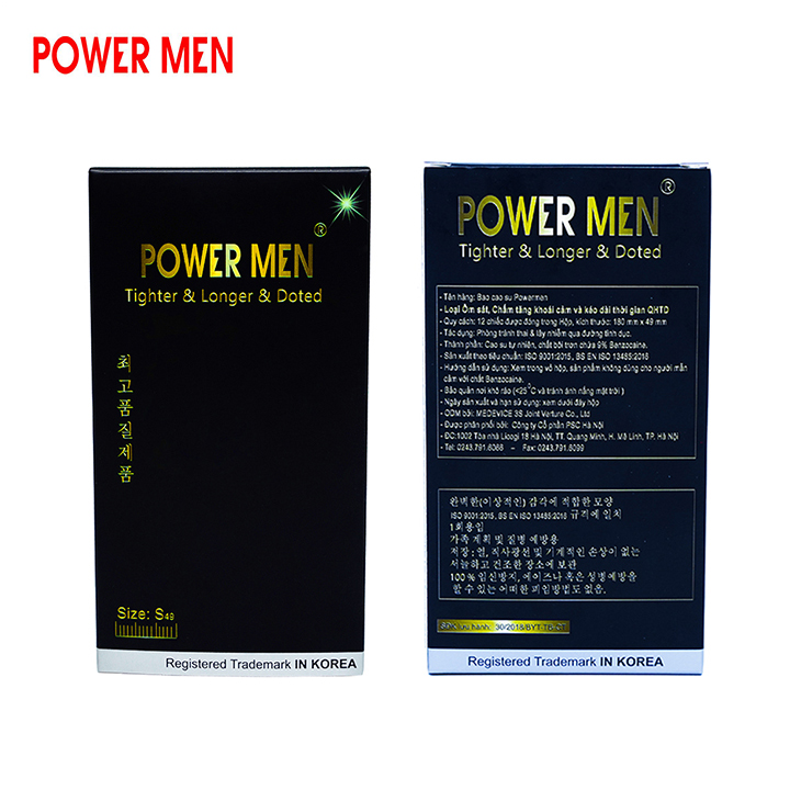 Bao cao su Power Men size nhỏ 49mm (hộp 144 cái) + TẶNG kèm Sủi sinh lý nam PowerX kéo dài thời gian- Bộ 144 BCS Powermen có Gai, ôm sát, Tăng khoái cảm, Kéo dài thời gian Chính Hãng 100%