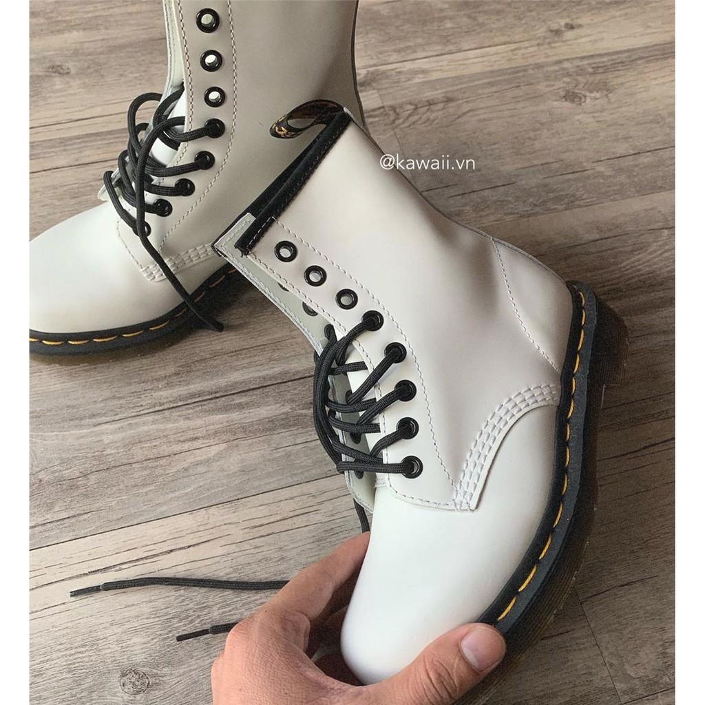GIày SARAH BOOTS cổ cao chất da cao cấp màu trắng 8 nút
