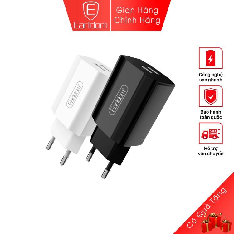 Củ sạc 2 cổng USB Earldom ES-202 thiết kế chắc chắn với  công suất 12W - Hàng Chính Hãng