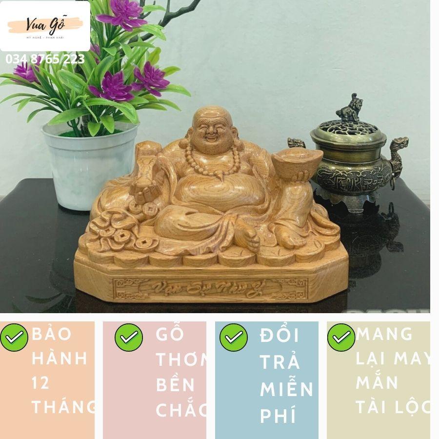 Tượng Phật Di Lặc gỗ Hương Đình Mini liền khối để ô tô, bàn làm việc - Hàng Cao Cấp Siêu Thơm