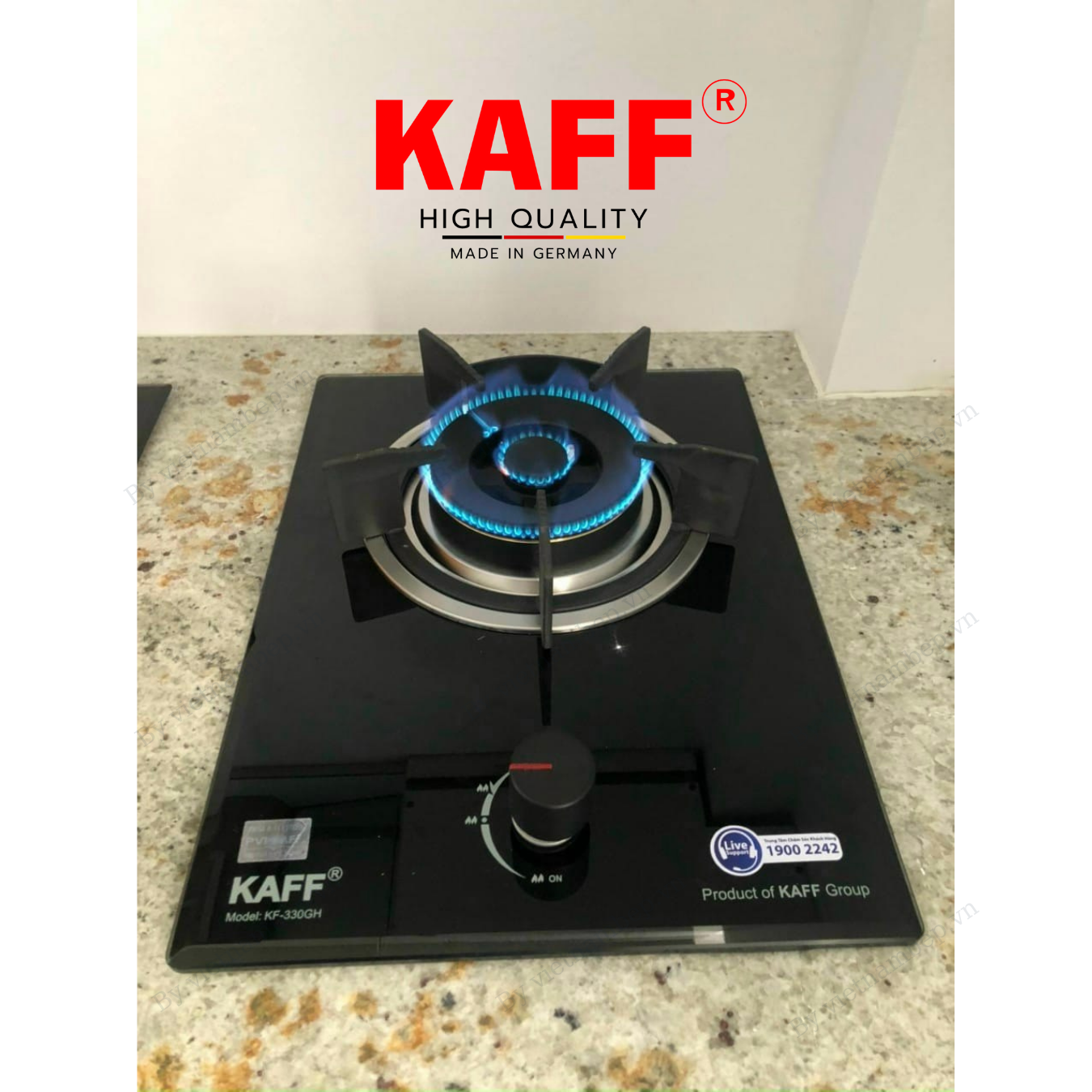 Bộ Bếp ga đơn KAFF KF- 330GH bao gồm: Bếp ga + chảo chống dính cao cấp + bộ van ga - Hàng chính hãng