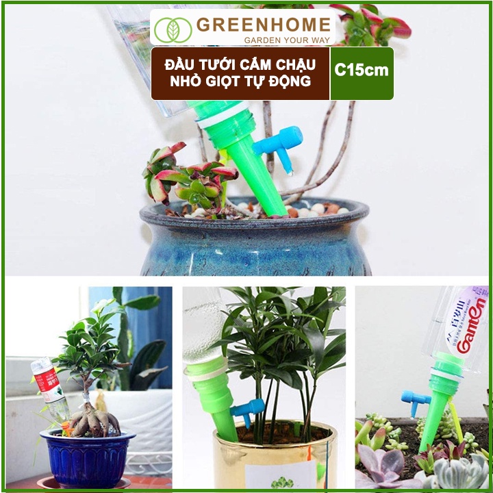 Đầu Tưới Nhỏ Giọt Gắn Chai Nước GreenHome, D13cm, Bền Bỉ, Dễ Sử Dụng, Chỉnh Được Lượng Nước, Màu Ngẫu Nhiên