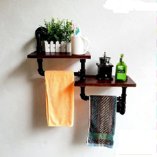 Kệ ống nước kệ treo tường 2 tầng decor trang trí vintage bằng ống săt bền đẹp trang trí sáng tạo