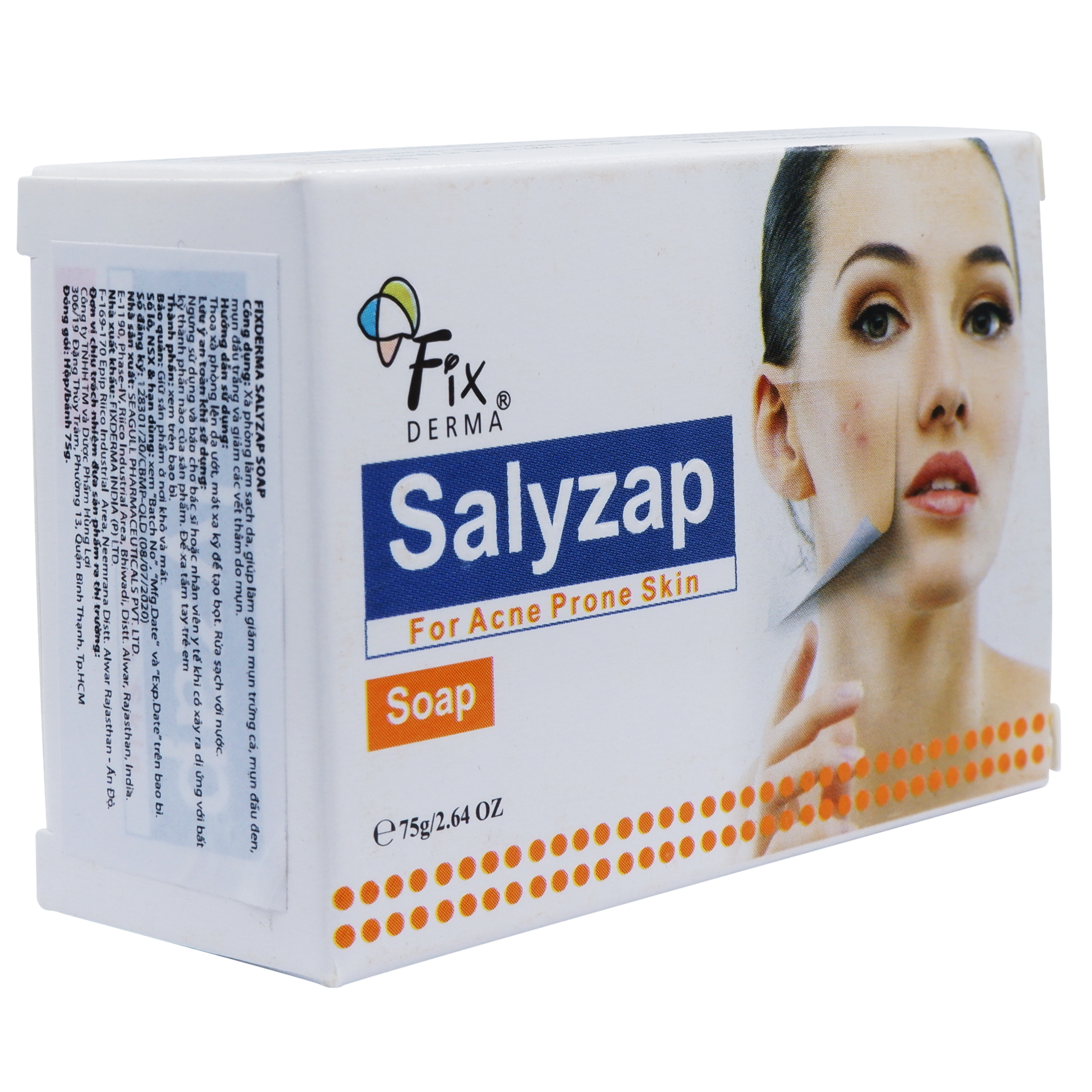 Xà phòng FIXDERMA Salyzap giúp làm sạch da, hỗ trợ giảm mụn trứng cá, mụn đầu đen &amp; thâm mụn (75g)