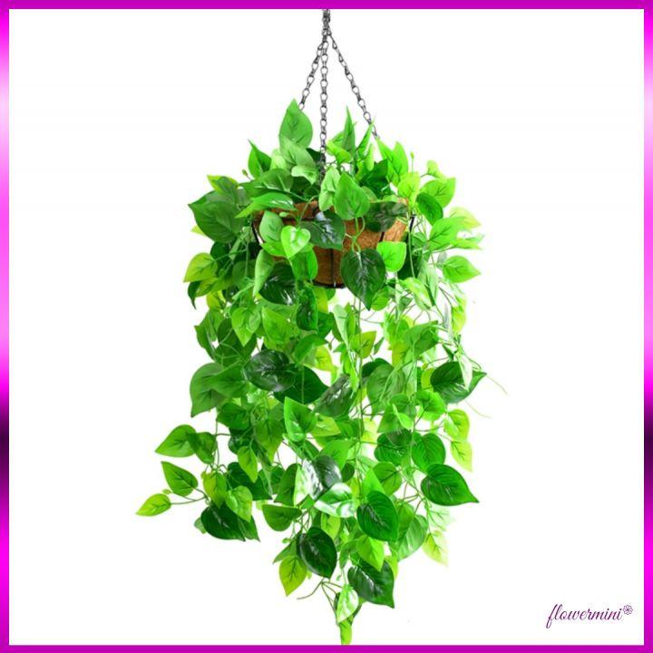 Giỏ lá thường xuân giả loại cao cấp treo tường trang trí tiểu cảnh, ban công xanh mát Flowermini GL-01