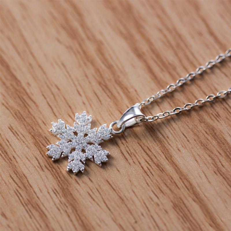 Vòng Cổ Bạc, Dây Chuyền Bạc Hoa Tuyết Lấp Lánh Nạm Đá Tấm Sang Trọng TNC JEWELLERY