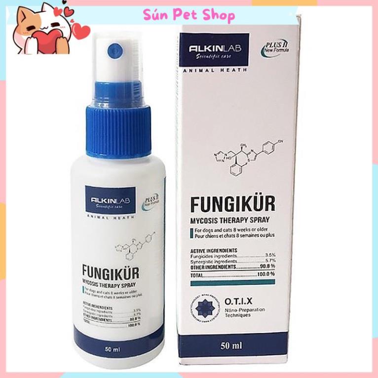 Xịt nấm ngứa, ve rận, ghẻ ngứa và viêm da cho chó mèo Fungikur