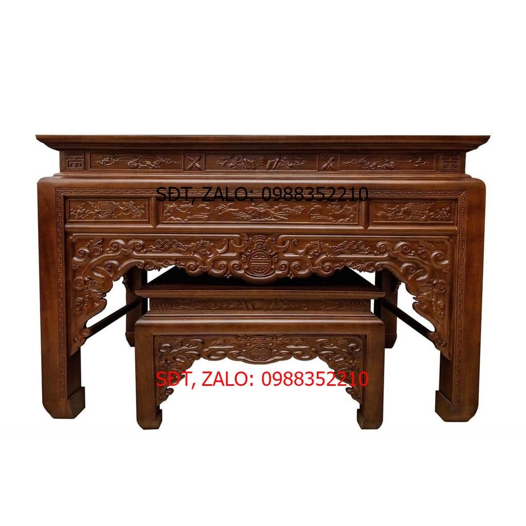 Cặp án thờ gỗ sồi nga 100% kích thước 198cm*117*69