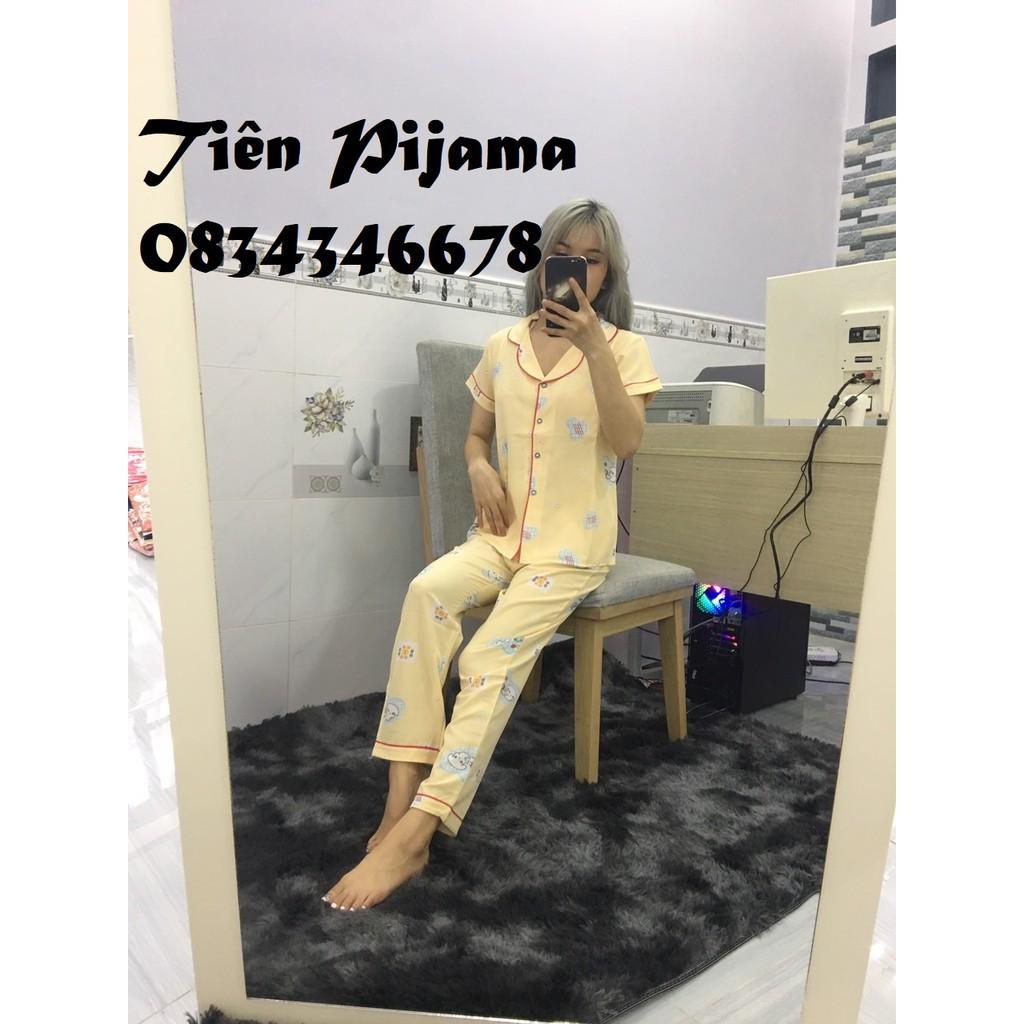 Bộ Lụa Pijama Áo Cộc-Quần Dài Chất Liệu Lụa Cao Cấp Mát Lịm