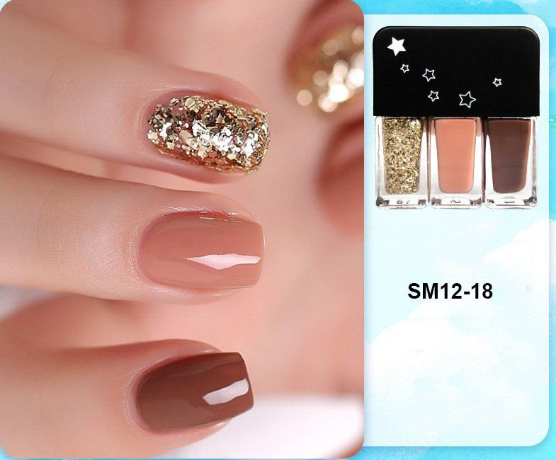 Set 3 lọ sơn móng tay, sơn gel móng tay bóng nhiều màu nail color SM12