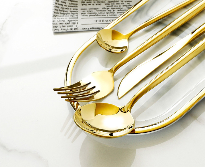 SET CUTLERY MINIMALIST GOLD 5PCS