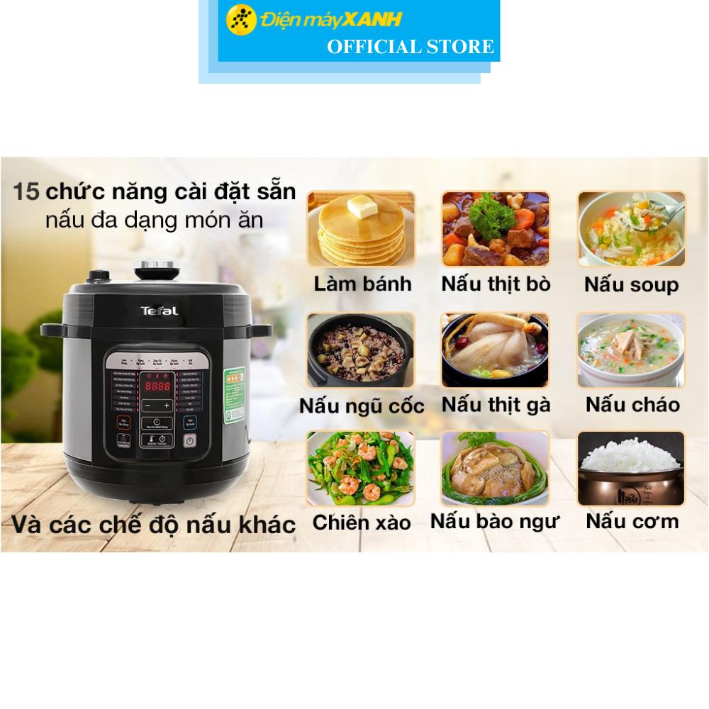 Nồi áp suất điện Tefal CY601868 6 lít - Hàng Chính Hãng