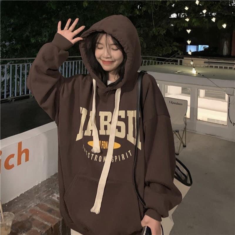 Áo hoodie chữ ngực HARSII from rộng tay bồng , áo hoodie unisex form rộng