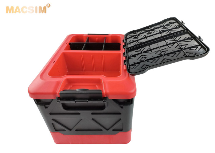 Hộp đựng đồ gấp gọn 2 ngăn 50L màu đỏ pha đen kích thước 50cm x 34cm x 31cm - hộp đựng đồ trong cốp ô tô nhãn hiệu Macsim chất liệu PP cao cấp