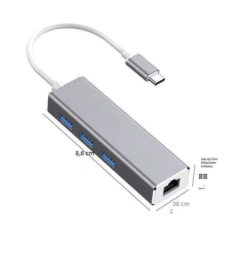 Giao hàng nhanh Type-C sang USB3.0 card mạng có dây Gigabit không cần ổ đĩa Bộ chuyển đổi cáp mạng máy tính xách tay HUB hợp kim nhôm