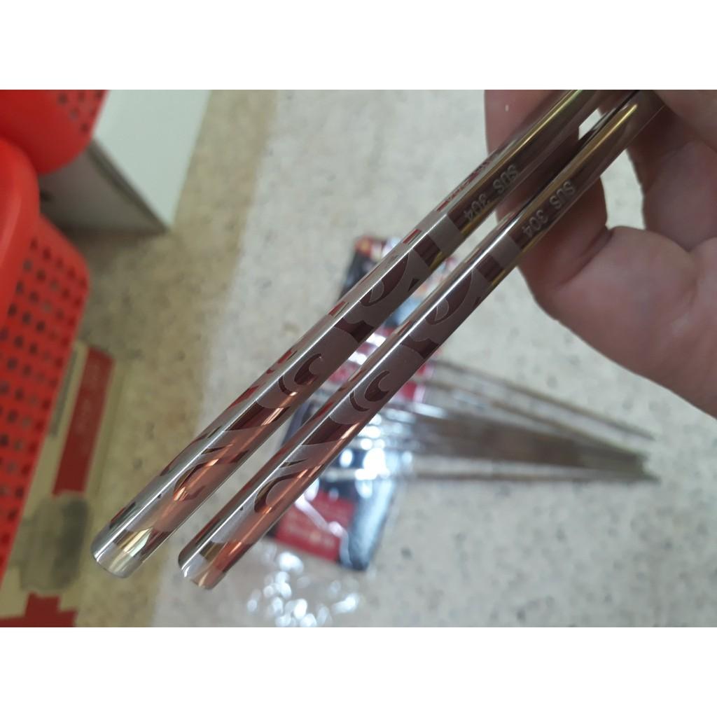 Bộ 5 đôi đũa SUS inox 304 đăc ruột chống trượt cao cấp KOREA màu bạc/vàng sang trọng dài 22 cm
