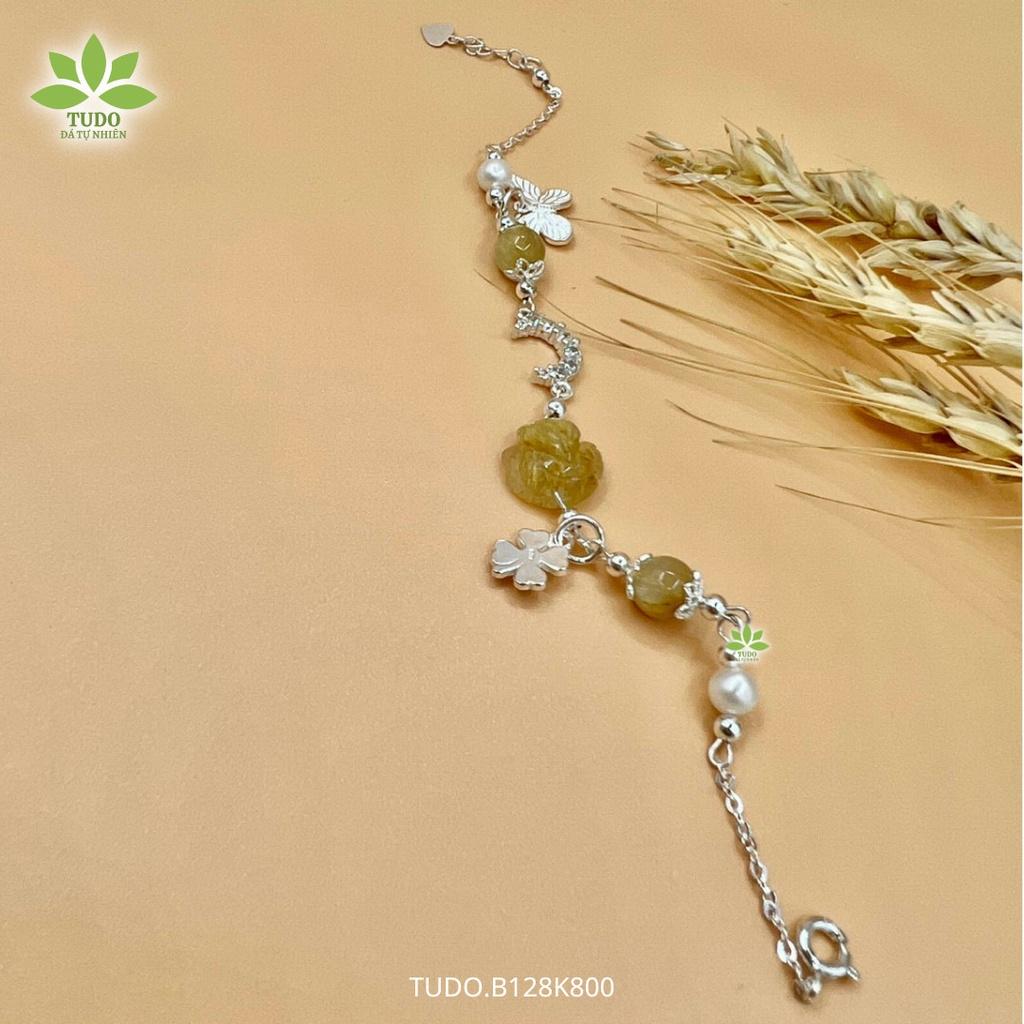 Vòng Tay Nữ Đẹp - Vòng Phong Thủy Mệnh Kim Thổ Thủy TUDO B128K800 VCBTATV Charm Hồ Ly CDTATV, Mặt Trăng