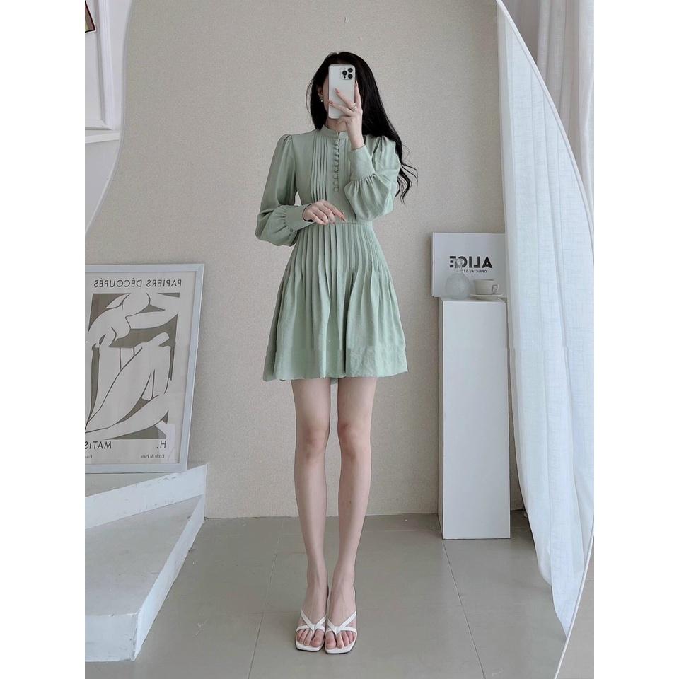 Đầm nữ babydoll xếp ly tay dài Lin Dress