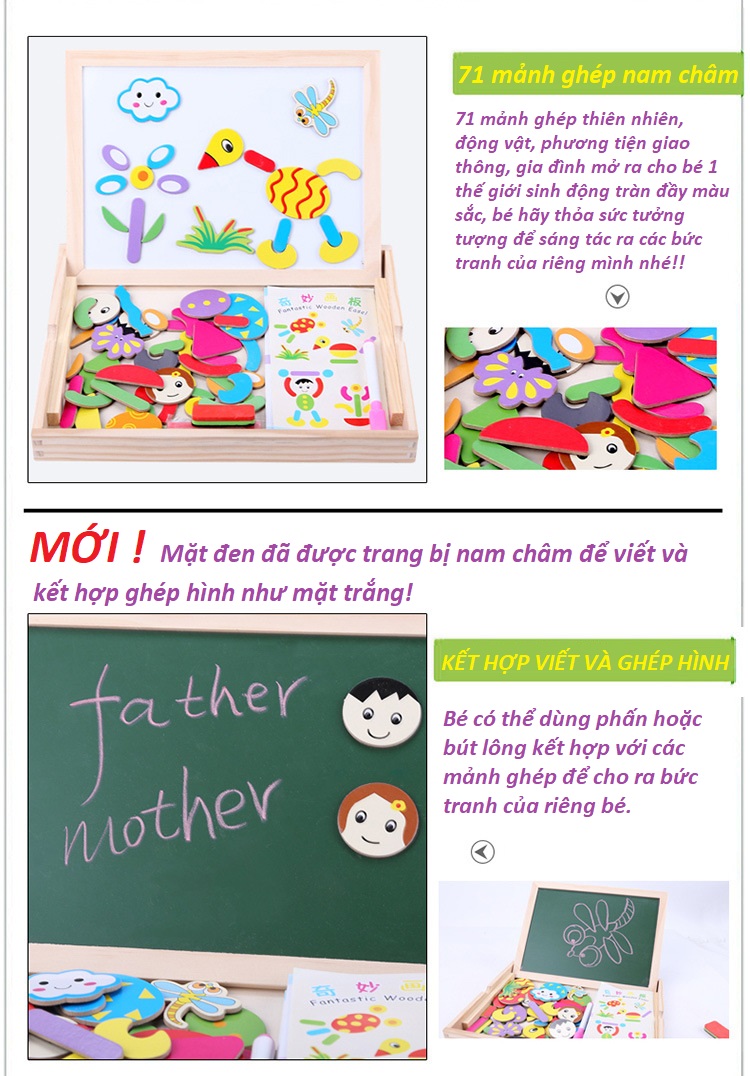 Tranh ghép nam châm 70 mảnh - Khu vườn và thú cưng của bé