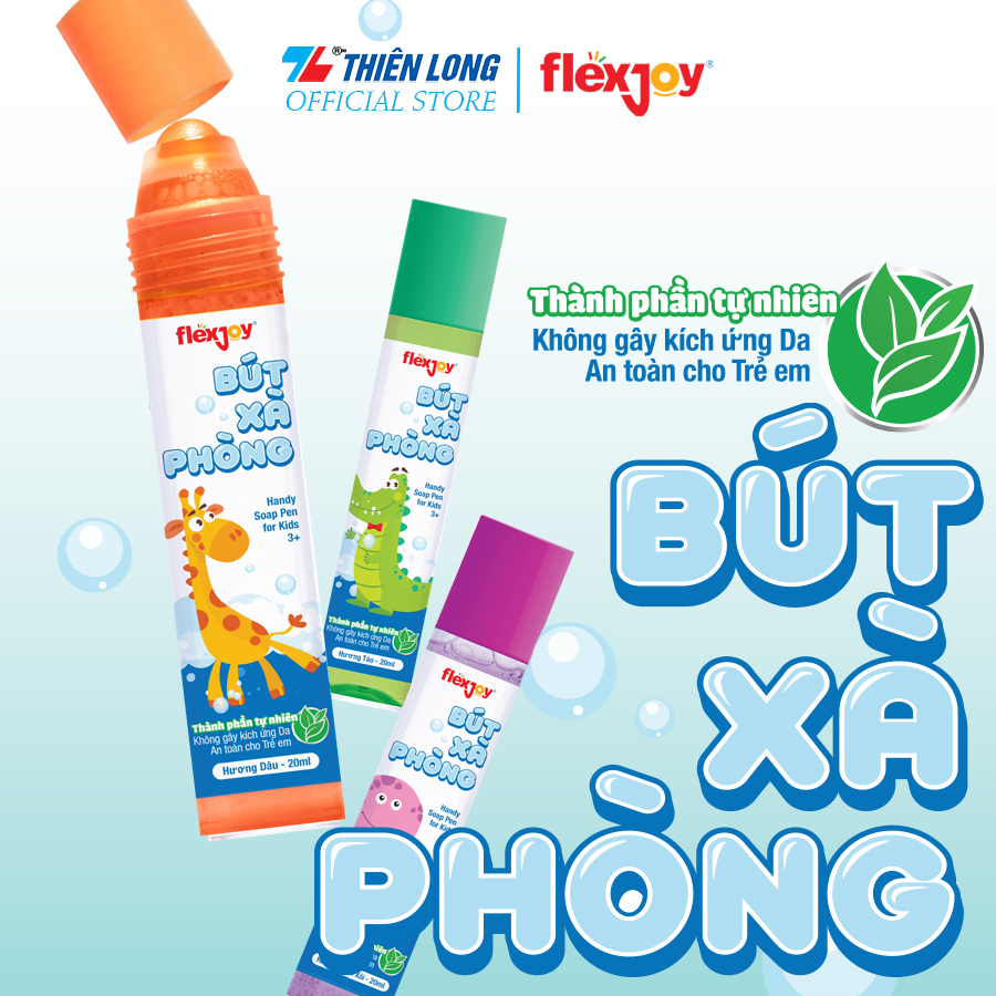 Bút xà phòng rửa tay Flexjoy - Thành phần tự nhiên: Sạch tay, An toàn, Không gây kích ứng da - Có 3 mùi hương (dâu, táo, mâm xôi) Flex-JSP001