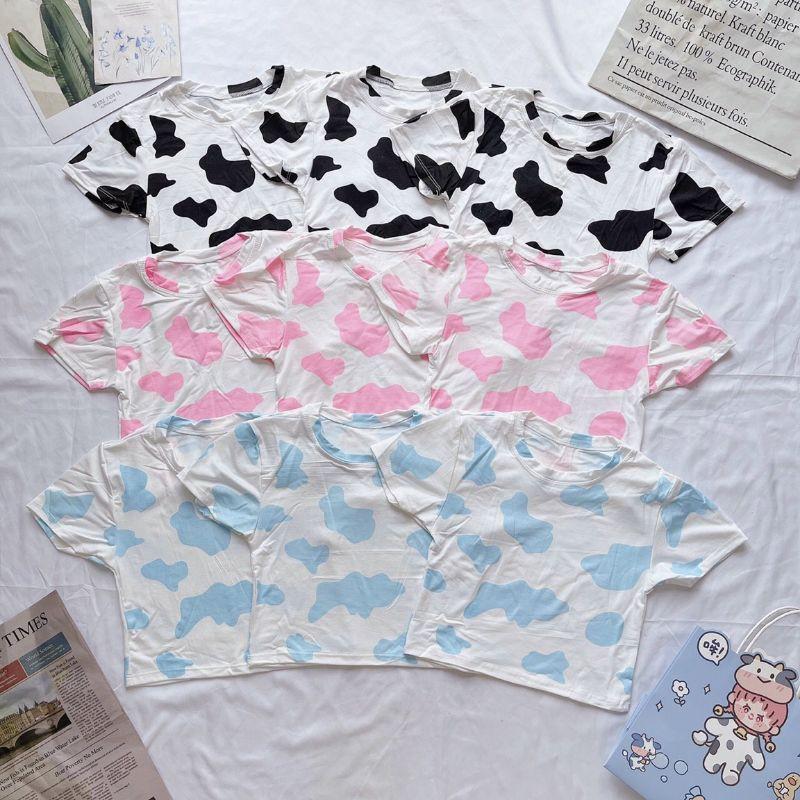 Áo croptop tay ngắn bò sữa siêu cute