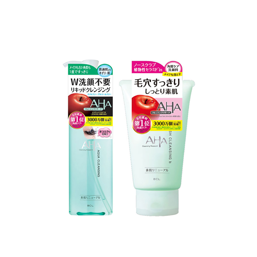 Combo dành cho da nhạy cảm Nước tẩy trang Cleansing Research Aqua Cleansing 145ml và sữa rửa mặt aha từ trái cây Cleansing Research Wash Cleansing B 120g