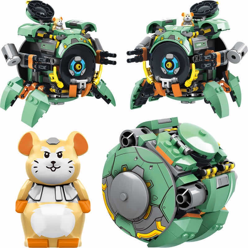 Đồ chơi lắp ghép Overwatch Hamster Wrecking Ball Green 88032 vs White 50029 với 233 chi tiết