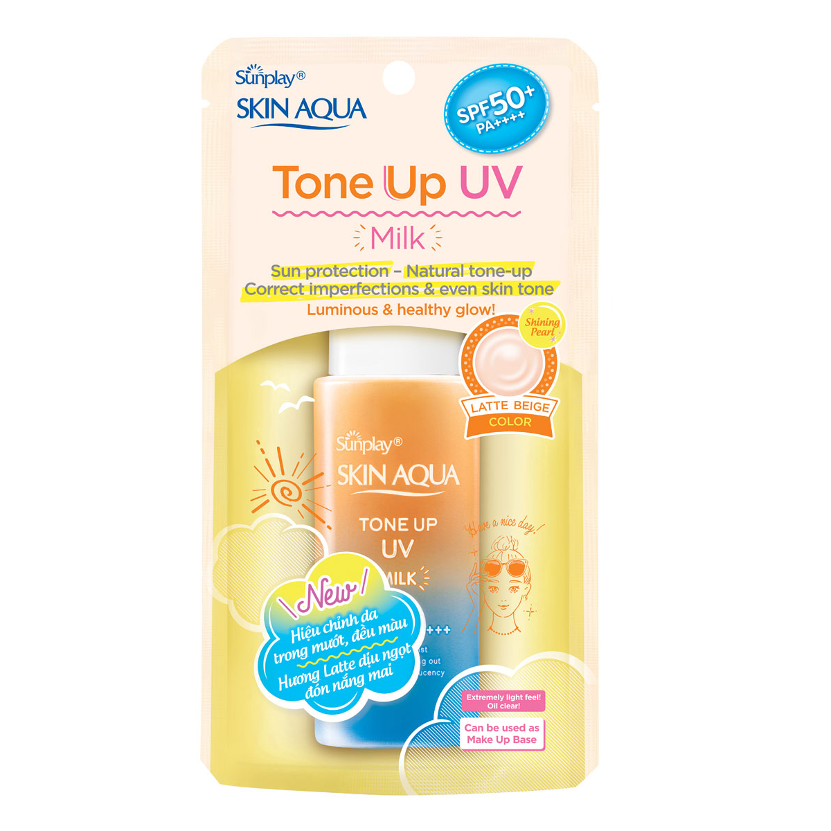 Sữa chống nắng nâng tông dành cho da dầu/ hỗn hợp Sunplay Skin Aqua Tone Up UV Milk (Latte Beige) (hiệu chỉnh da trong mướt, đều màu) (50g)