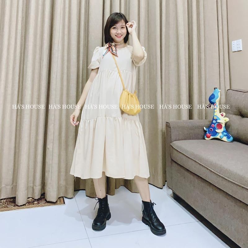 Đầm babydoll màu kem vani ngọt ngào siêu xinh
