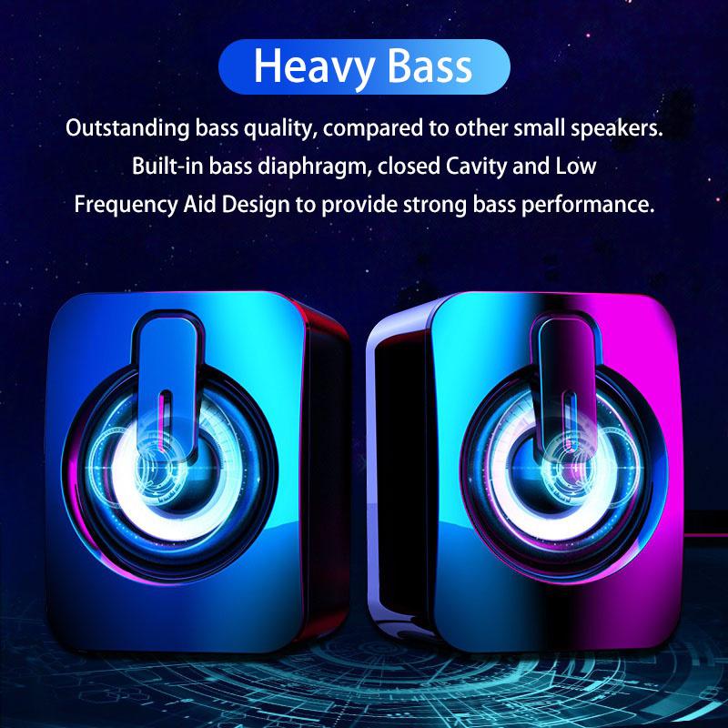 Loa Máy Tính Hộp Âm Thanh Máy Tính HIFI Micro Stereo Có Dây USB Có Đèn LED Cho Máy Tính Để Bàn Color: White Standard