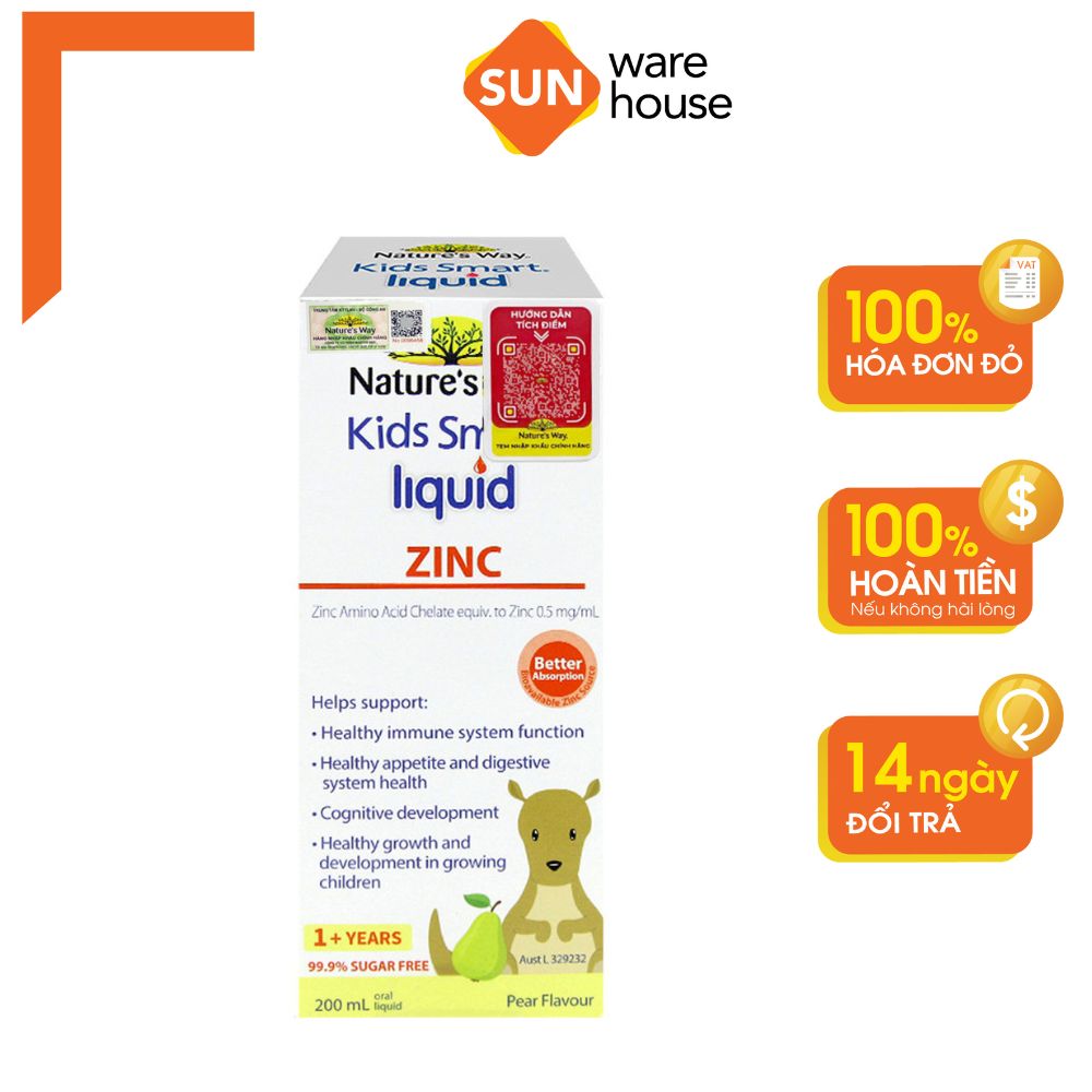 Siro Uống Nature's Way Kids Smart Liquid Zinc Bổ Sung Kẽm, Tăng Sức Đề Kháng Cho Bé 200ml