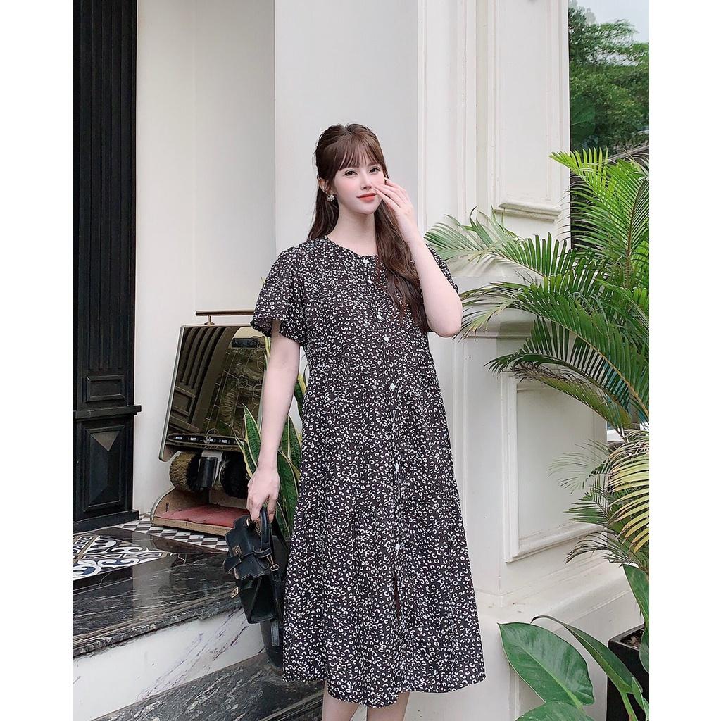 Váy Bầu Hoa Nhí Mùa Hè Chất Lụa Hoa freesize từ 45kg đến 70kg-đầm bầu xinh
