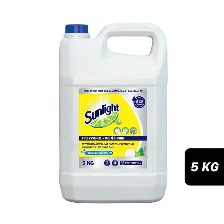 Nước Rửa Chén Sunlight Chuyên Dụng Chanh 100 Cho Nhà Hàng Quán Ăn Bếp Ăn – 5kg