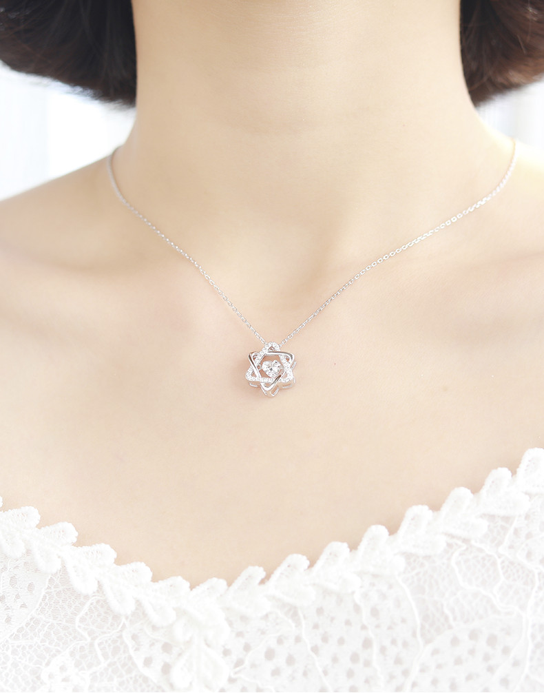 Dây chuyền bạc nữ 925 cách điệu đính Pha Lê Trắng lấp Lánh - Trang sức bạc nữ