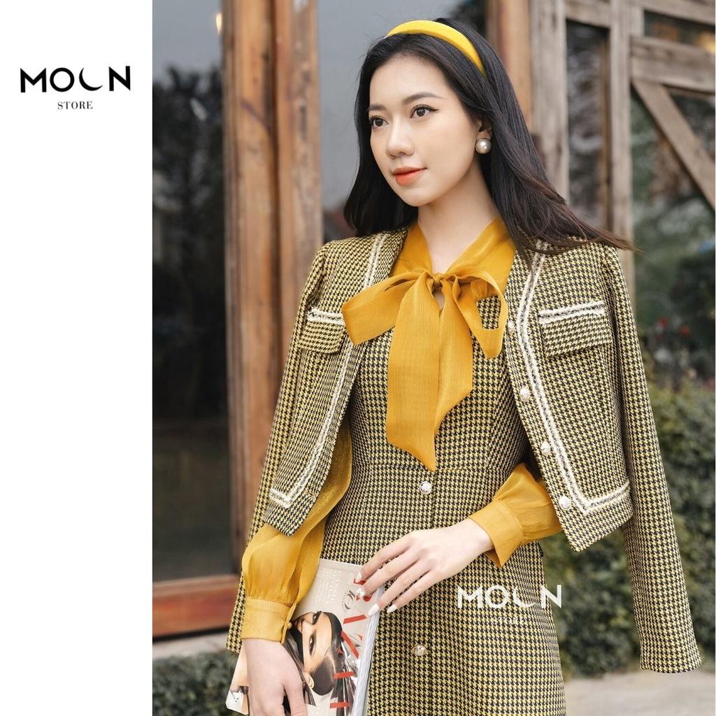 Váy Nữ Dạ Tweed dáng dài công sở đầm thu đông MV223 MOON STORE