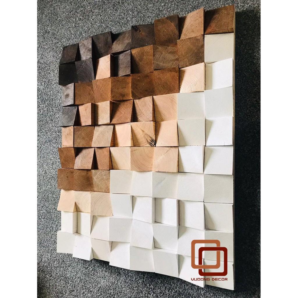 Tranh gỗ trang trí 3D tone NÂU - TRẮNG (Wood mosaic) - (KÍCH THƯỚC 30x40 và 40X60cm)