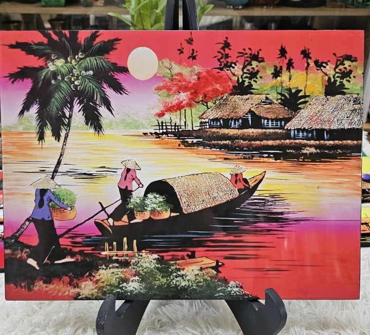 Tranh sơn mài - ĐỒNG QUÊ VIỆT NAM -Hàng xuất khẩu size 30x40 cm