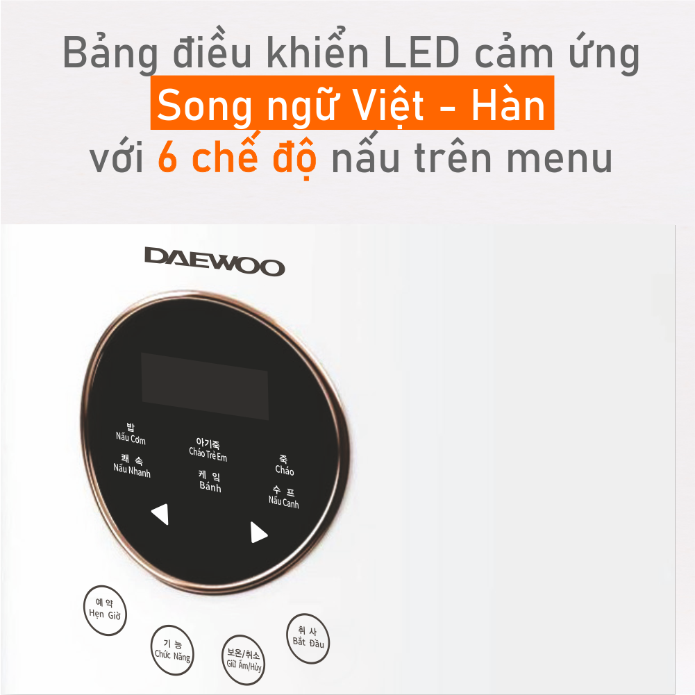 Nồi cơm điện đa chức năng 1L Daewoo DWRC-210MW công suất 400W, bảo hành 12 tháng, hàng chính hãng