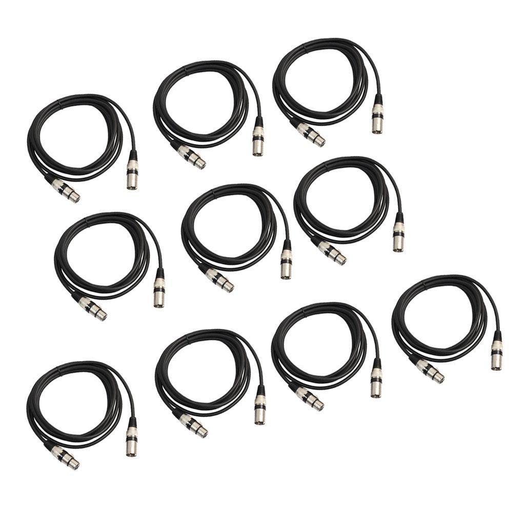 10pcs Beautiful and Durable DMX Signal Cable XLR Male to Female Cable 9.84ft